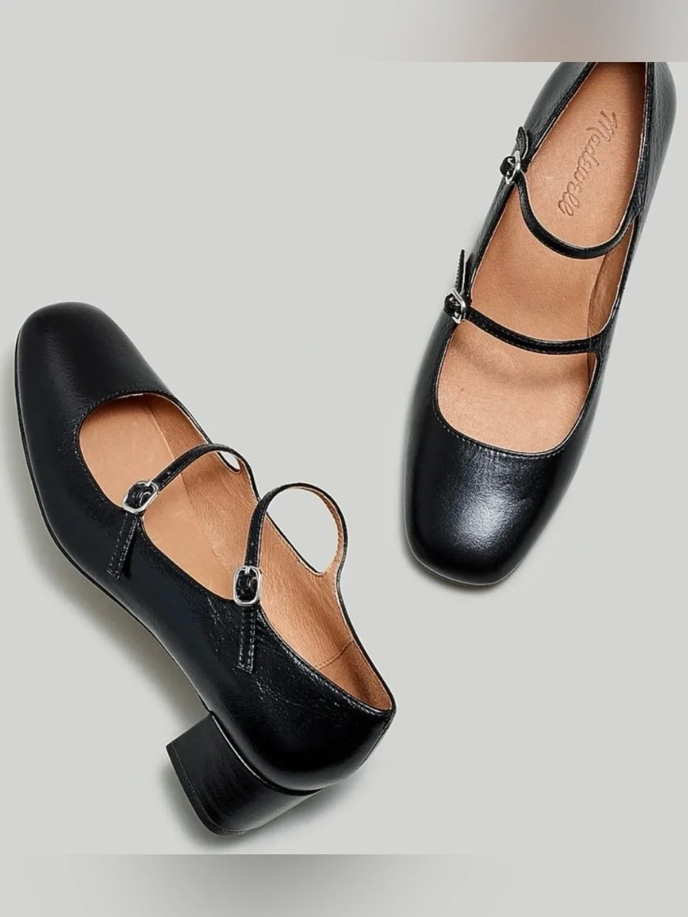 The Nattie Madewell Black Double-Strap Mary Jane Flats 9.5